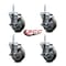 Service Caster 4 Inch Gray Polyurethane Wheel Swivel 58 Inch Threaded Stem Caster Set with Brake SCC SCC-TS20S414-PPUB-TLB-58212-4 - alternate 2
